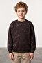 Patterned Text Printed Crew Neck Boys' Sweatshirt - 2