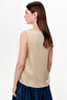 Round Neck Satin Surface Openwork Regular Blouse - 4