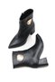 Alya Lila Women's Pointed Toe Heeled Boots 0012019 Black Skin - 3