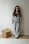 Girl's Gray Bow Detailed Wide-Leg Sweatpants Set Sweatshirt Top and Bottom 2-Piece Casual Sports Comfortable Set - 3