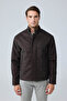 Men's Magnet Snap Suede Coat Jacket Brown 4348Dngr - 2