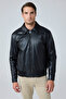 Men's Premium Leather Coat Jacket Black 4338Dngr - 7