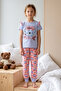 Girl's Short Sleeve Printed Combed Cotton Pajama Set 2624 Baby Blue - 2