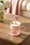 450 ml Cherry Patterned Borosilicate Glass Cup with Straw and Handle, Mug with Silicone Cover - 2