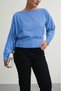 Women's Slim Mercerized Asymmetrical Cut Boat Neck Knitwear Sweater Blue - 4
