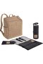Baby Changing Backpack, Vegan Leather, Camel Hair |   Insulated Bottle Holder