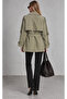 Double-Breasted Collared Short Trench Coat with Belt |   Ek1003811572 - 5