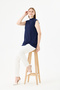 Women's Navy Blue Half Turtleneck Zero Sleeve Short Undergarment - 3