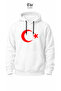 Turkey Moon Star Flag Printed Kangaroo Pocket 100% Cotton High Quality Premium 3 Thread Threaded Sweatshirt