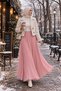 Women's Pleated Long Skirt Daily Stylish Skirt with Sequins |   Thin Pleated Lined Skirt Long Skirt
