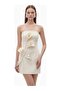 Floral Applique Strapless White Mini Women's Dress