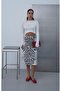 Women's Ecru Zebra Patterned Midi Skirt