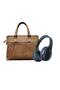 Premium Leather Bag 14 Inches LP105 and Wireless Headphone V41 Bundle