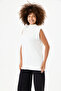 Women's Cream Half Turtleneck Zero Sleeve Short Undergarment - 3