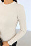 Cream Plain Basic Ribbed Bodysuit - 2