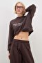3 Threaded Embroidery Letter Printed Oversize Sweatshirt with Cimeal Handle - 2