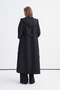 Hooded Belted Long Black Coat 13976 - 6