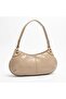 Soft Leather Gold Detailed Cream Shoulder Bag Women's Daily Stylish Baguette Bag - 2