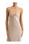 Ruffled Bust Detail Satin Maxi Women's Dress - 7