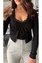 Black cardigan-look knit blouse - 4
