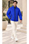 Men's Stand Collar Zippered Quilted Puffer Coat - 2