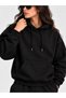 Women's Oversize Hooded Cotton Tracksuit Set with 3 Thread Ribs and Kangaroo Pockets and Elastic Cuffs - 5