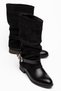 Berry Women's Black Shiny Leather - Suede Drawstring Short Boots - 2