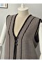 Long Sleeve/Honeycomb Pattern Vest with Pockets and Buttons, Plus Size Vest - 5