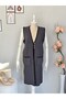 Long Sleeve/Honeycomb Pattern Vest with Pockets and Buttons, Plus Size Vest