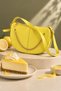 Marly women's faux leather shoulder bag with chain accessory in lemon yellow - 2