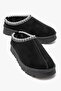 Low-Sole Fur Slippers Black