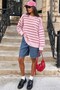 Pink Striped Women's Knitwear Sweater Mg1262 - 2