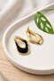 Kaia Yellow Black Enamel Detailed Steel Stud Earrings - 4