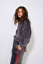 Zippered, Balloon Detailed, Raglan Sleeve, Soft Textured Jacket, Anthracite - 2