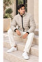 Men's Stand Collar Zippered Quilted Puffer Coat - 4