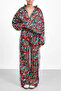 Women's Floral Patterned Striped Double Suit