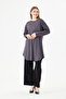 Women's Black Striped Dark Gray Long Sleeve Tunic
