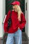 Red Crew Neck Oversize Long Women's Knitwear Sweater Mg2890