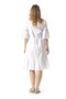 Short Flounce Sleeve Züleyha Embroidered Round Neck Şile Fabric Summer Short Dress White Byz - 2