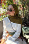 Premium jacquard leopard print shawl - olive green - 2