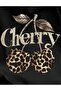 Women's Hooded Leopard Cherry Back and Front Printed Black 2 Thread Raster Sweatshirt - 3