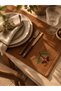 6-Piece Nut Embroidered Placemat Set - 100% Raw Linen