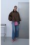 Women's Khaki Velvet Collar Detailed Cape Trench Coat