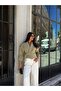 Women's Khaki Belt Detailed Short Jacket - 3
