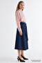 High Waist Belted Regular Denim Midi Skirt - 2