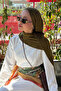 Premium jacquard leopard print shawl - olive green - 3