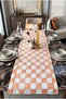 Decorative Table Runner - Stylish Runner with Checkered and Pumpkin Flower Pattern - 40 X 140 cm Raschel Fabric - 2
