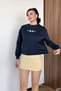 Women's Teddy Bear Embroidered Stopper Detailed Sweatshirt Navy Blue - 27K 2717 - 4