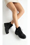 Women's Leather-Look Lace-Up Thick Sole Casual Boots - 3