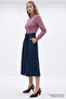 High Waist Belted Regular Denim Midi Skirt - 6